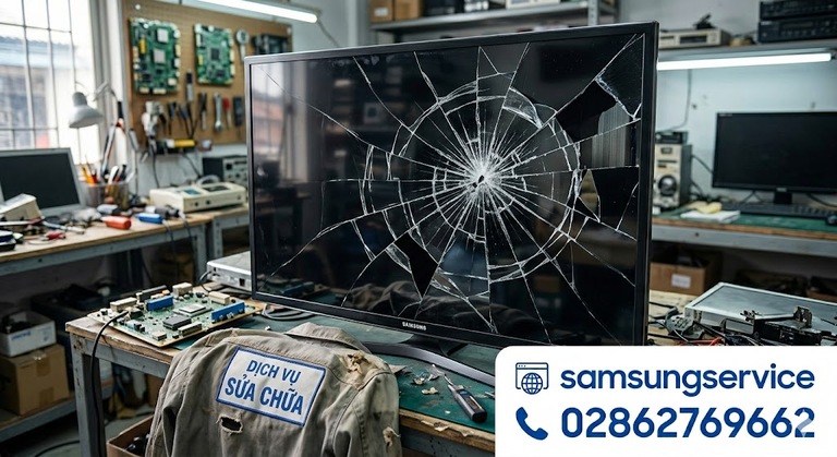 Tivi Samsung bị vỡ màn hình do lỗi Panel nứt kính