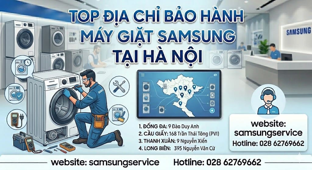 Chuyên gia tại địa chỉ bảo hành máy giặt Samsung tại Hà Nội tháo lắp lồng giặt để thay chảng ba