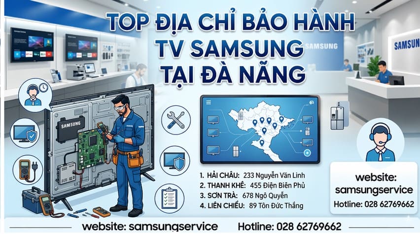 Chuyên viên tại địa chỉ bảo hành tivi Samsung tại Đà Nẵng kiểm tra đo xung bo mạch tại nhà