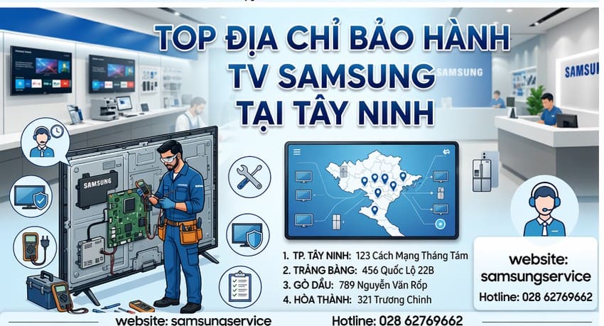 Trung tâm dịch vụ tại địa chỉ bảo hành tivi Samsung tại Tây Ninh đang tháo ráp thay led tivi