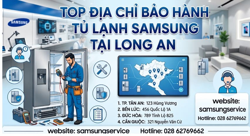 Chuyên viên tại địa chỉ bảo hành tủ lạnh Samsung tại Long An khắc phục mạch cảm biến xả đá tủ lạnh