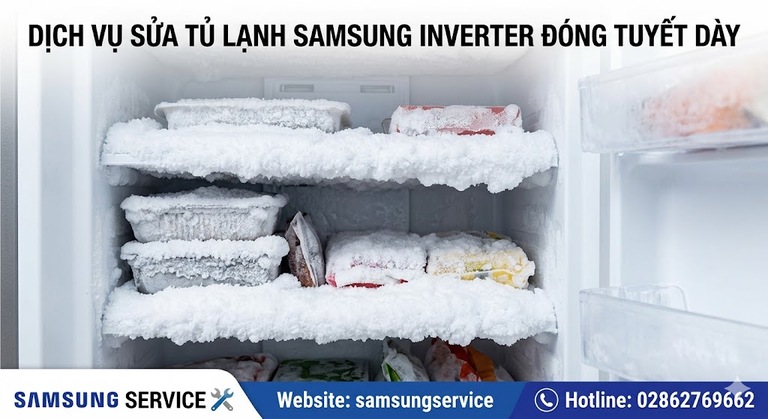 Tủ lạnh Samsung Inverter bị đóng tuyết