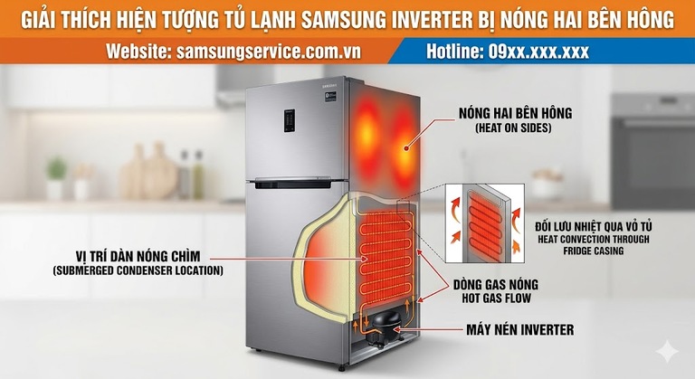 Tủ lạnh Samsung Inverter bị nóng hai bên
