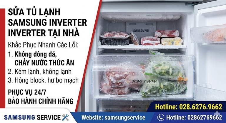 Tủ lạnh Samsung Inverter không đông đá khiến thức ăn chảy nước