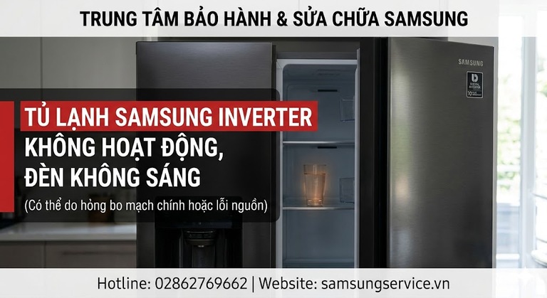 Tủ lạnh Samsung Inverter không hoạt động, đèn không sáng