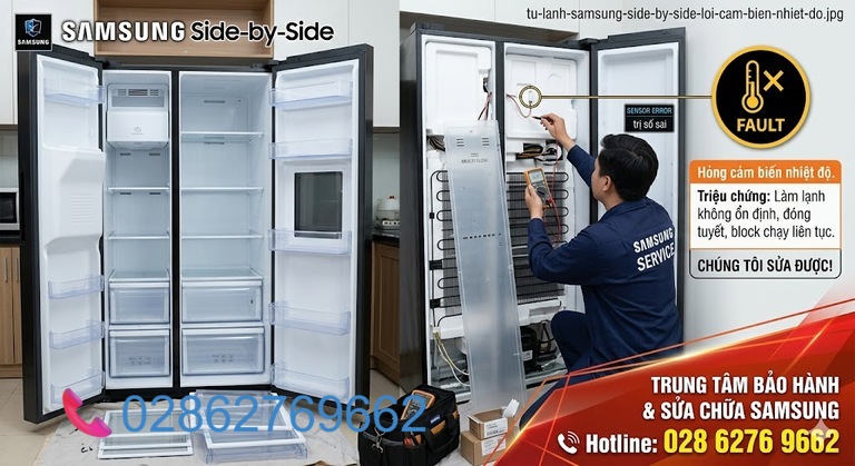 Tủ Lạnh Samsung Side By Side Lỗi Cảm Biến Nhiệt Độ