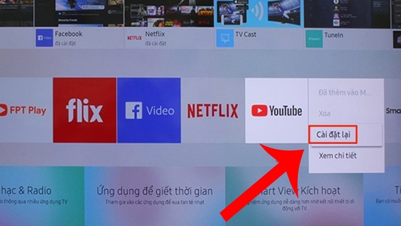 Hướng dẫn khắc phục lỗi TV Samsung không vào được ứng dụng Youtube
